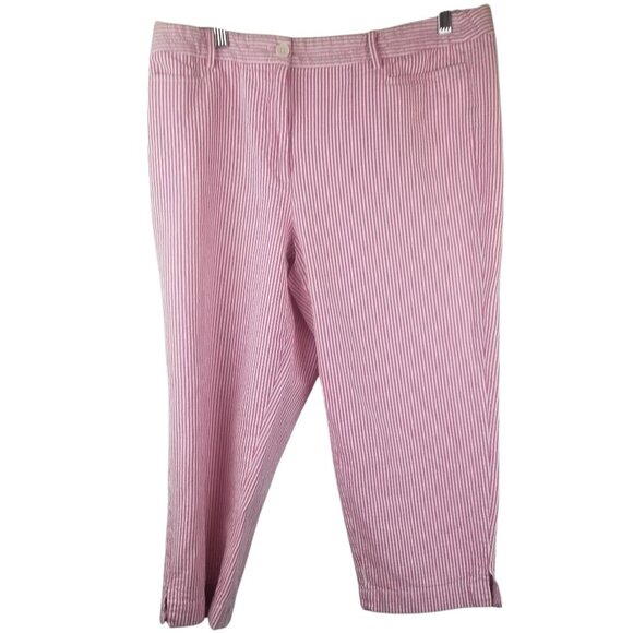 Talbots Cotton Women's Pink Seersucker Croquette Pink Capri Pants Sz 14 - Picture 1 of 4